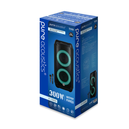 בידורית קריוקי ניידת 300W עם 2 מיקרופונים PURE ACOUSTICS