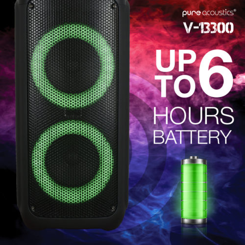 בידורית קריוקי ניידת 300W עם 2 מיקרופונים PURE ACOUSTICS