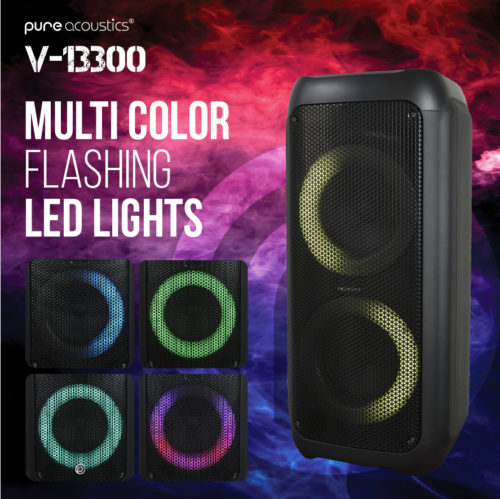 בידורית קריוקי ניידת 300W עם 2 מיקרופונים PURE ACOUSTICS