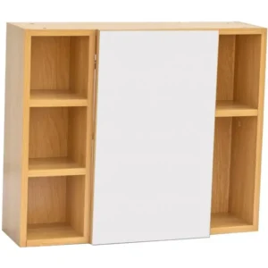 מדף עץ עם מראה לאמבטיה SRG17