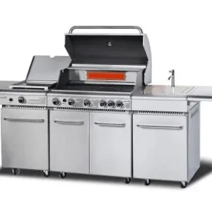 מטבח גריל נירוסטה מפואר קומפלט 5 מבערים +כירה צד +מבער אינפרא אדום Char Grill