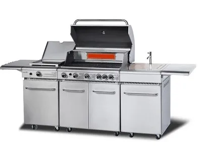 1 מטבח גריל נירוסטה מפואר קומפלט 5 מבערים +כירה צד +מבער אינפרא אדום Char Grill