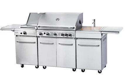 2 מטבח גריל נירוסטה מפואר קומפלט 5 מבערים +כירה צד +מבער אינפרא אדום Char Grill