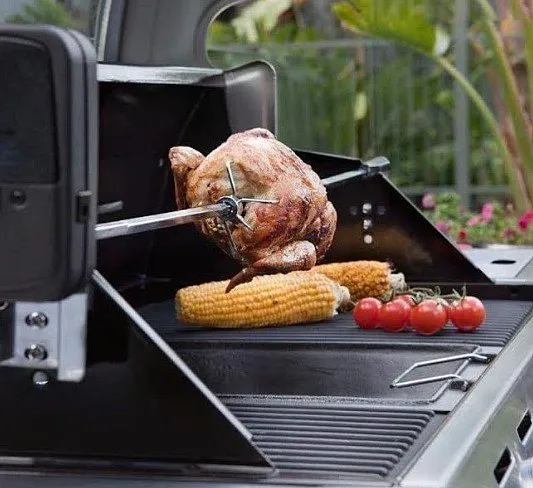 2 קיט שיפוד נירוסטה מסתובב+ מנוע לגריל 3 מבערים