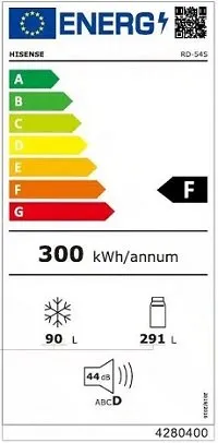 3 מקרר Hisense מקפיא עליון בנפח 381 ליטר נטו RD54W לבן